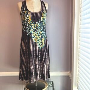 Cool Days by Soma tie-dye leopard print A line racer back dress